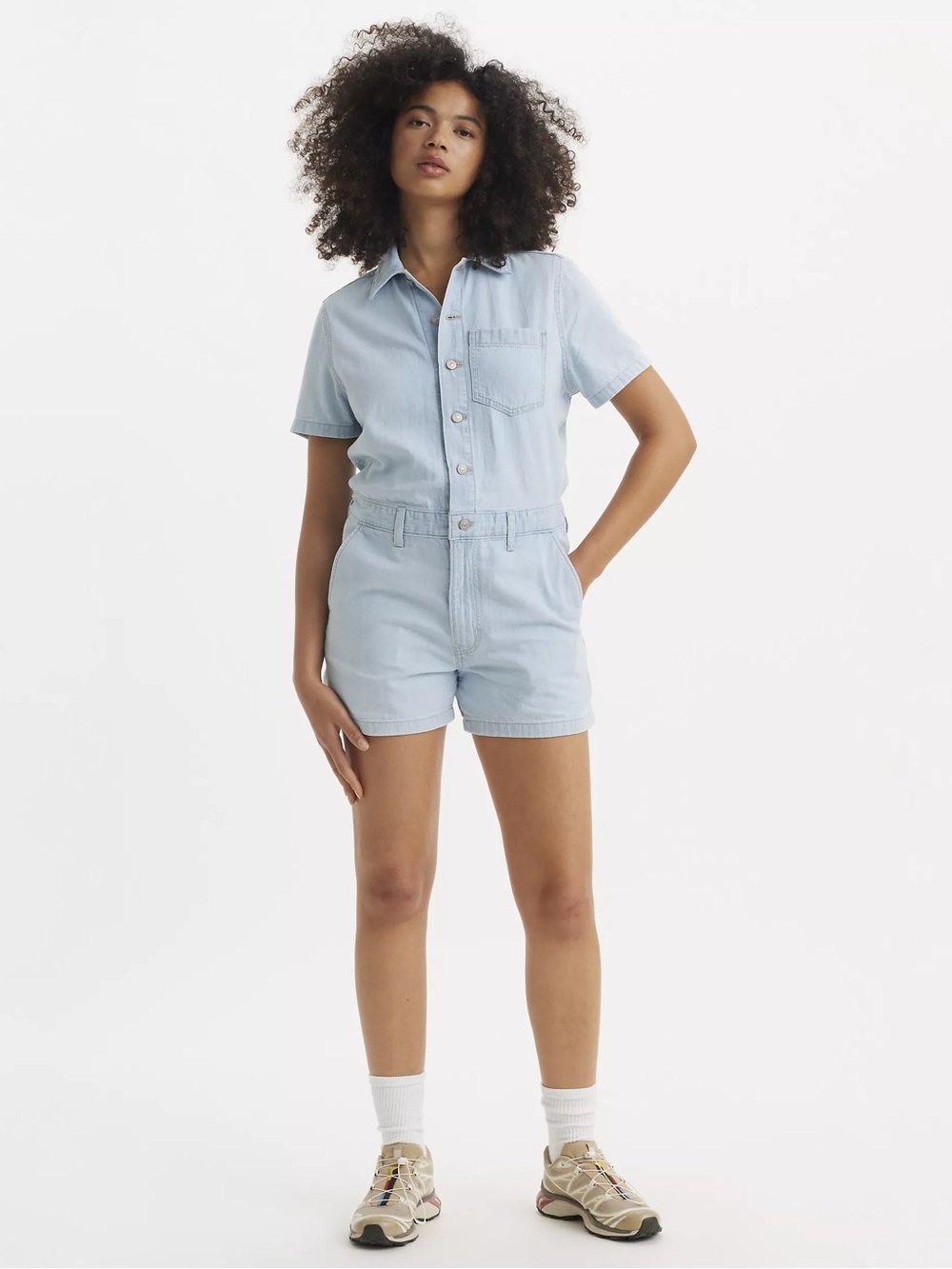 Levi’s Heritage Short Sleeve Romper Light Wash Denim - Size XS